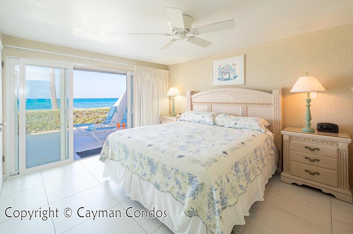 Master bedroom in an oceanfront unit with great walkout view
