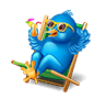 Twitter bird lounging on beach chair